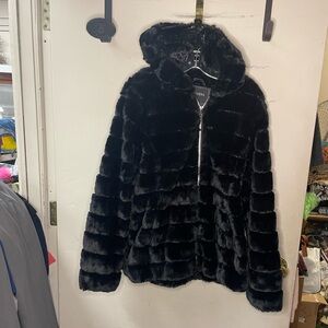 Bellivera jet black, faux fur, size XXL, hooded winter jacket